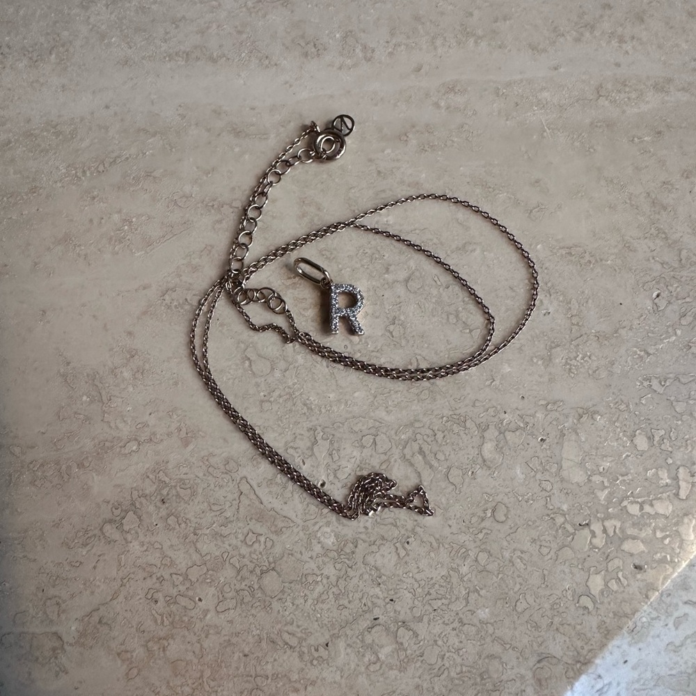 Mejuri diamond letter charm + chain